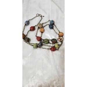 48" Colorful clay beads heavy older clasp 1.1523
